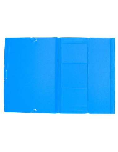 Carpeta liderpapel gomas plastico folio solapas color celeste