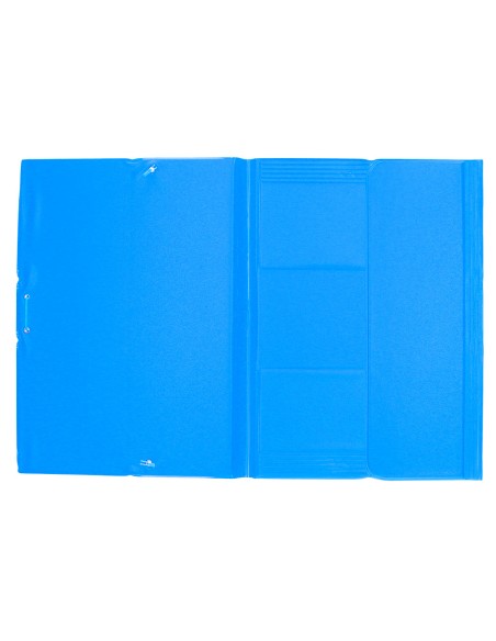 Carpeta liderpapel gomas plastico folio solapas color celeste