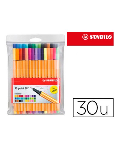 Rotulador stabilo point 88 colores neon estuche 255 unidades
