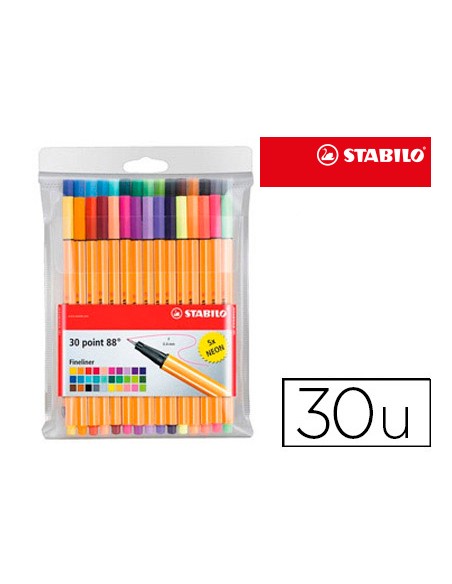 Rotulador stabilo point 88 colores neon estuche 255 unidades