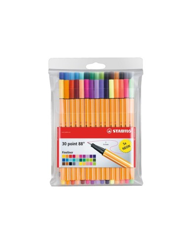 Rotulador stabilo point 88 colores neon estuche 255 unidades