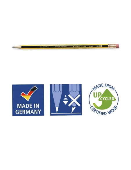 Lapices de grafito staedtler noris n2 hb con goma de borrar unidad