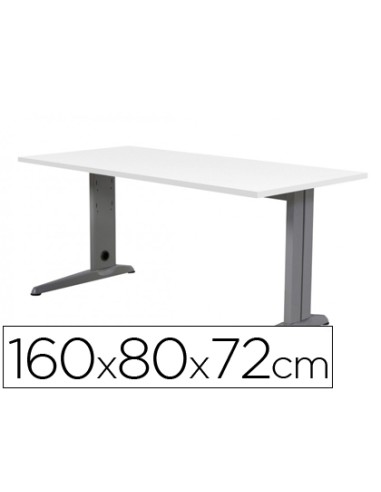 Mesa de oficina rocada metal 2002ac04 aluminio blanco 160x80 cm