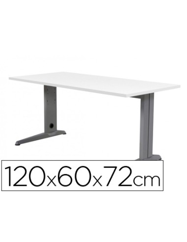 Mesa de oficina rocada metal 2000ac04 aluminio blanco 120x60 cm