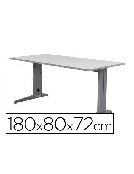 Mesa de oficina rocada metal 2003ac02 aluminio gris 180x80 cm Mesa de oficina rocada metal 2003ac02 aluminio gris 180x80 cm
