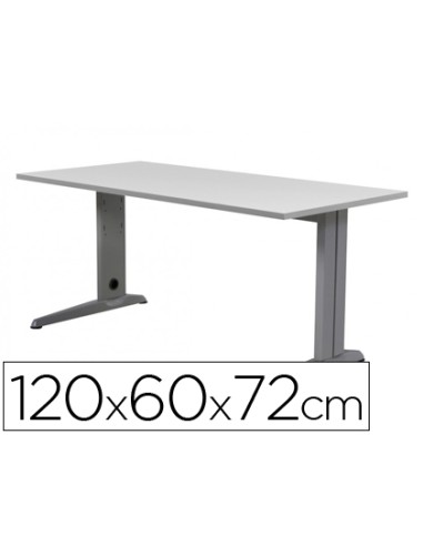 Mesa de oficina rocada metal 2000ac02 aluminio gris 120x60 cm