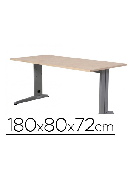 Mesa de oficina rocada metal 2003ac01 aluminio haya 180x80 cm Mesa de oficina rocada metal 2003ac01 aluminio haya 180x80 cm