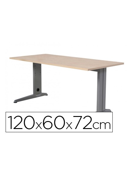 Mesa de oficina rocada metal 2000ac01 aluminio haya 120x60 cm Mesa de oficina rocada metal 2000ac01 aluminio haya 120x60 cm