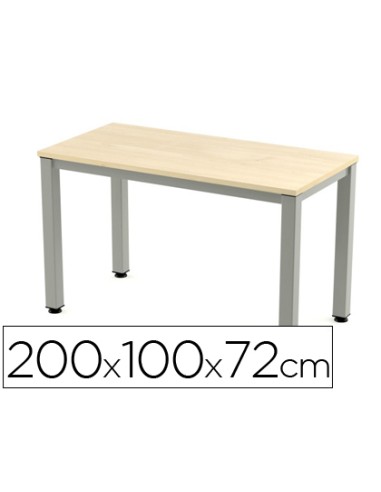Mesa de oficina rocada executive 2005ad01 aluminio haya 200x100 cm
