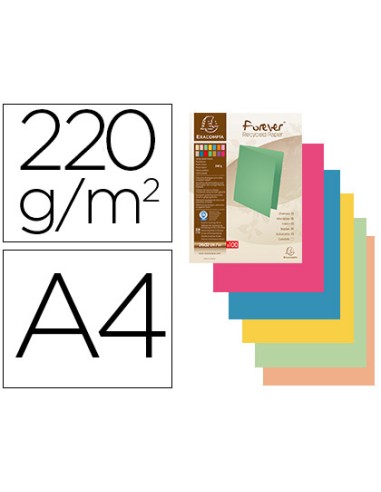 Subcarpeta cartulina exacompta din a4 paquete de 100 unidadescolores surtidos 220 g m2