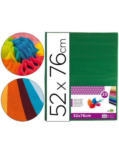 Papel seda liderpapel verde oscuro 52x76cm 18 gr m2 paquete de 25 hojas