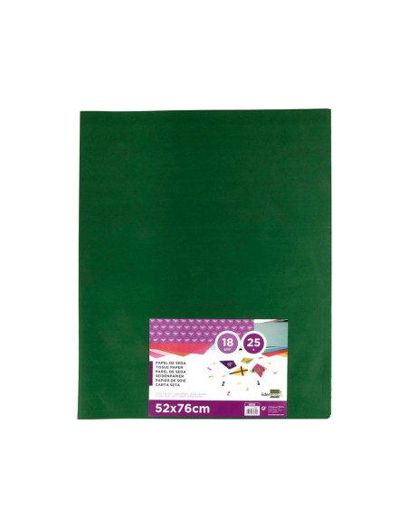 Papel seda liderpapel verde oscuro 52x76cm 18 gr m2 paquete de 25 hojas