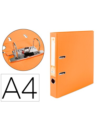 Archivador de palanca liderpapel a4 documenta forrado pvc con rado lomo 52mmnaranja compresor metalico