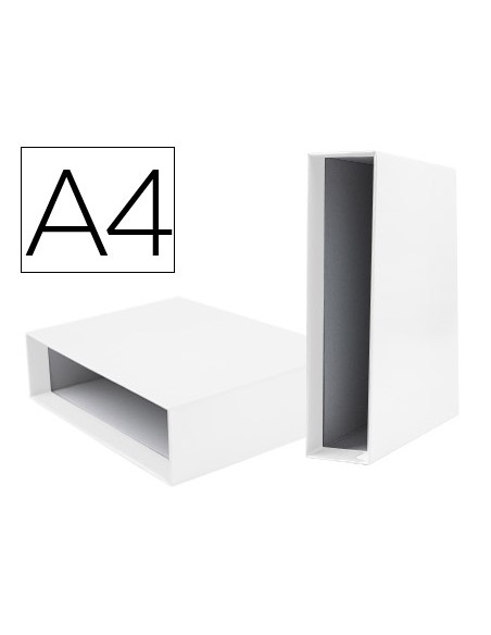 Caja archivador liderpapel de palanca carton din a4 documenta lomo 75mm color blanca