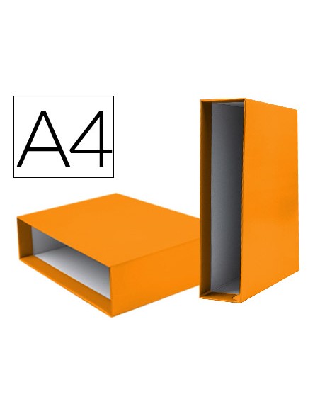 Caja archivador liderpapel de palanca carton din a4 documenta lomo 75mm color naranja