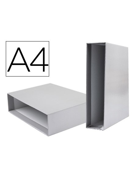 Caja archivador liderpapel de palanca carton din a4 documenta lomo 75mm color gris