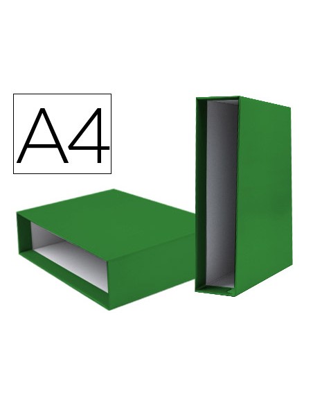 Caja archivador liderpapel de palanca carton din a4 documenta lomo 75mm color verde