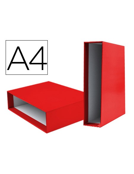 Caja archivador liderpapel de palanca carton din a4 documenta lomo 75mm color rojo