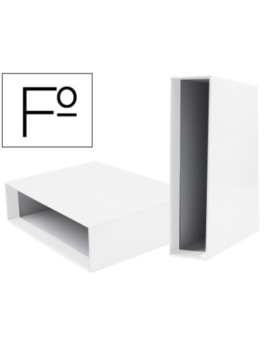Caja archivador liderpapel de palanca carton folio documenta lomo 75mm color blanca