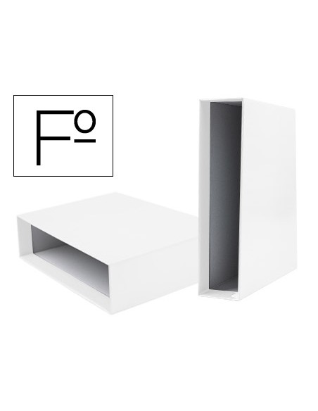 Caja archivador liderpapel de palanca carton folio documenta lomo 75mm color blanca