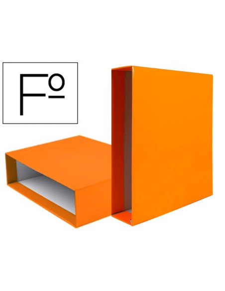 Caja archivador liderpapel de palanca carton folio documenta lomo 75mm color naranja