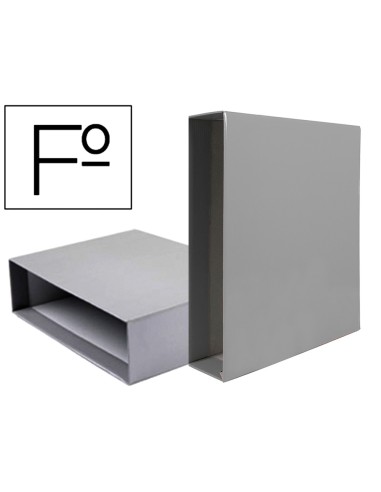 Caja archivador liderpapel de palanca carton folio documenta lomo 75mm color gris