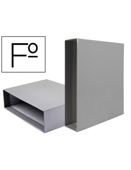 Caja archivador liderpapel de palanca carton folio documenta lomo 75mm color gris
