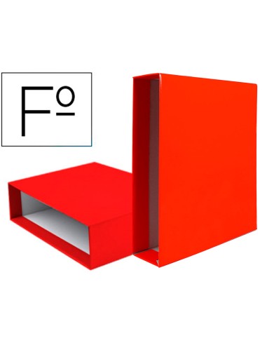 Caja archivador liderpapel de palanca carton folio documenta lomo 75mm color rojo