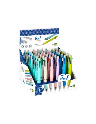 Boligrafo liderpapel 5 en 1 azul negro rojo verde 07m y portaminas 05mm
