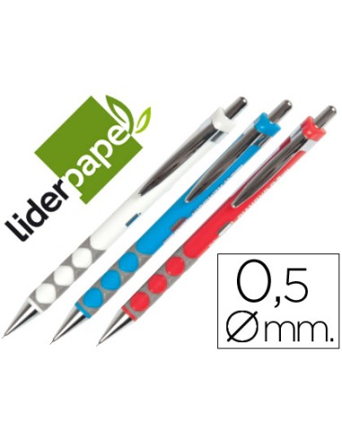 Portaminas liderpapel diamond 05 mm con goma y sujecion soft colores surtidos