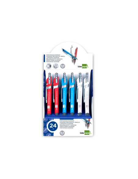 Portaminas liderpapel diamond 05 mm con goma y sujecion soft colores surtidos Portaminas liderpapel diamond 05 mm con goma y sujecion soft colores surtidos