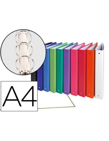 Carpeta de 4 anillas 30mm redondas exacompta a4 carton forrado colores surtidos