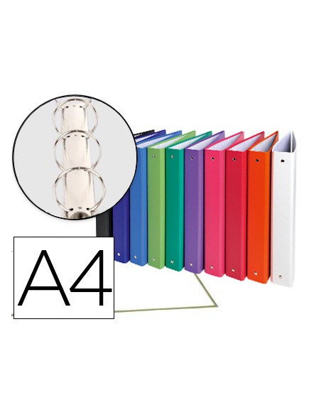 Carpeta de 4 anillas 30mm redondas exacompta a4 carton forrado colores surtidos