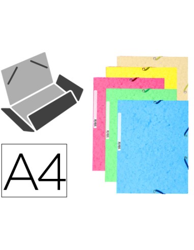 Carpeta goma exacompta din a4 3 solapas cartulina ilustrada colores pastel surtidos