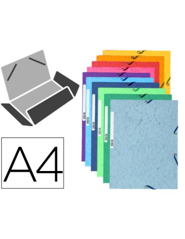 Carpeta exacompta gomas cartulina lustrada tres solapas din a4 colores surtidos