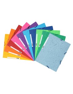 Carpeta exacompta gomas cartulina lustrada tres solapas din a4 colores surtidos