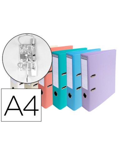 Archivador de palanca exacompta carton forrado pvc din a4 colores pasteles surtidos lomo 70 mm con