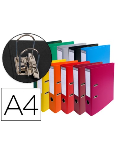 Archivador de palanca exacompta carton forrado pvc din a4 colores surtidos lomo 70 mm con compresor