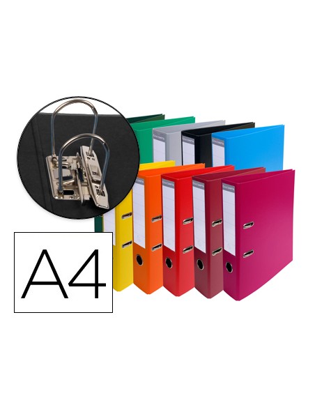 Archivador de palanca exacompta carton forrado pvc din a4 colores surtidos lomo 70 mm con compresor