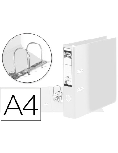 Archivador de palanca elba carton forrado din a4 blanco lomo de 80 mm rado