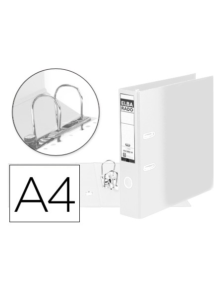 Archivador de palanca elba carton forrado din a4 blanco lomo de 80 mm rado
