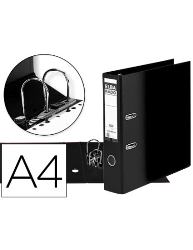 Archivador de palanca elba carton forrado din a4 negro lomo de 80 mm rado