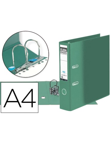 Archivador de palanca elba carton forrado din a4 verde lomo de 80 mm rado
