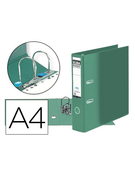 Archivador de palanca elba carton forrado din a4 verde lomo de 80 mm rado