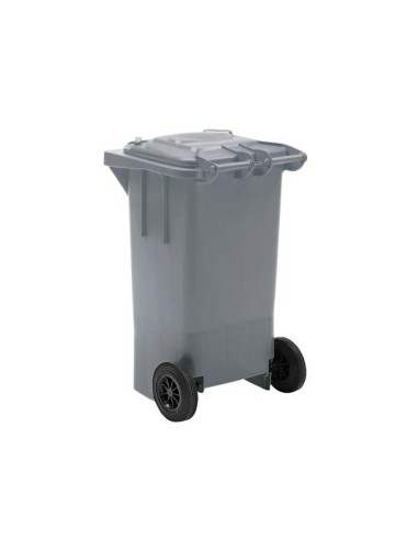 Papelera contenedor q connect plastico gris para desechos en general 100 l con tapa y ruedas 750x470x370 mm