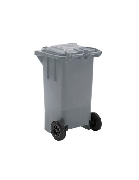 Papelera contenedor q connect plastico gris para desechos en general 100 l con tapa y ruedas 750x470x370 mm