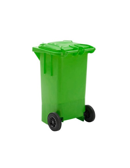 Papelera contenedor q connect plastico verde para envases de vidrio 100l con tapa y ruedas 750x470x370 mm