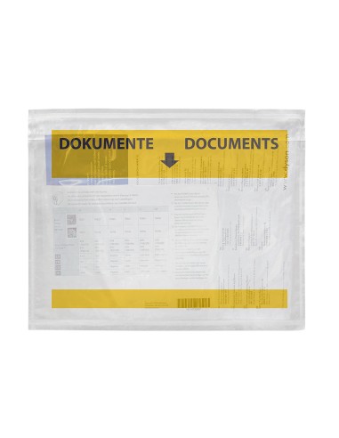 Sobre autoadhesivo q connect portadocumentos multilingue 165x122 mm ventana transparente paquete de 100