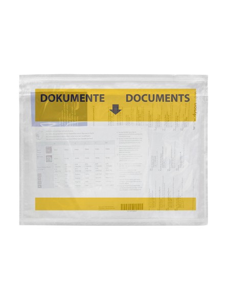 Sobre autoadhesivo q connect portadocumentos multilingue 165x122 mm ventana transparente paquete de 100