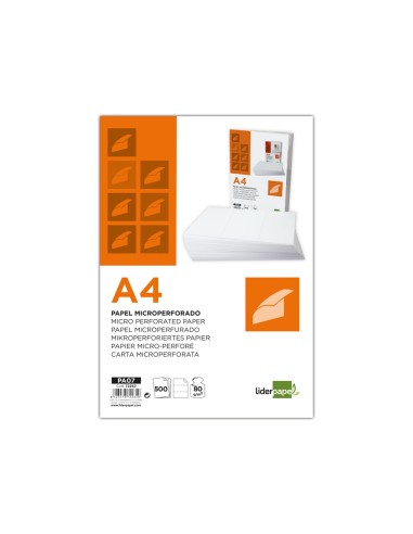 Papel liderpapel a4 80g m2 liso microperforado en tres partes iguales paquete de 500 hojas